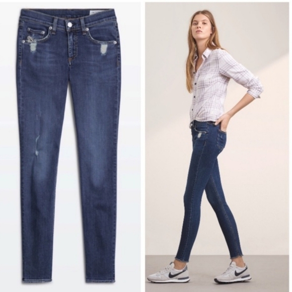 Rag & Bone Skinny Jeans In La Paz Wash Lightly Distressed Size 31 inch Waist - Picture 1 of 16